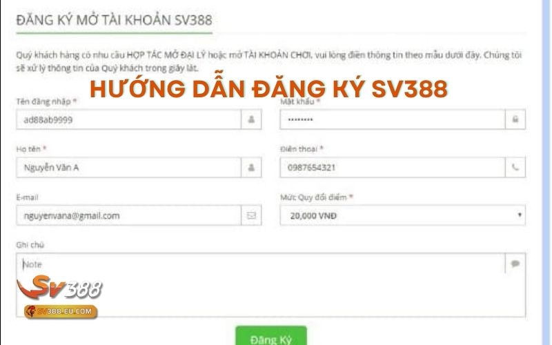 Hướng dẫn anh em cách đăng ký tài khoản SV388